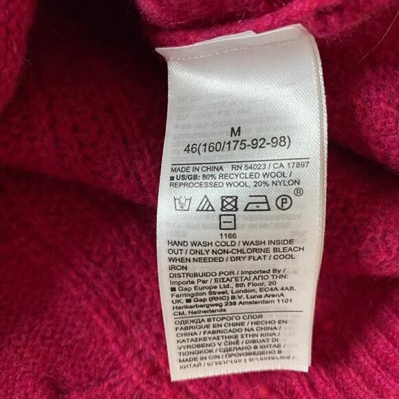 Banana Republic Berry Cable Knit Sweater Italian Merino Wool Blend Size M - Picture 7 of 7